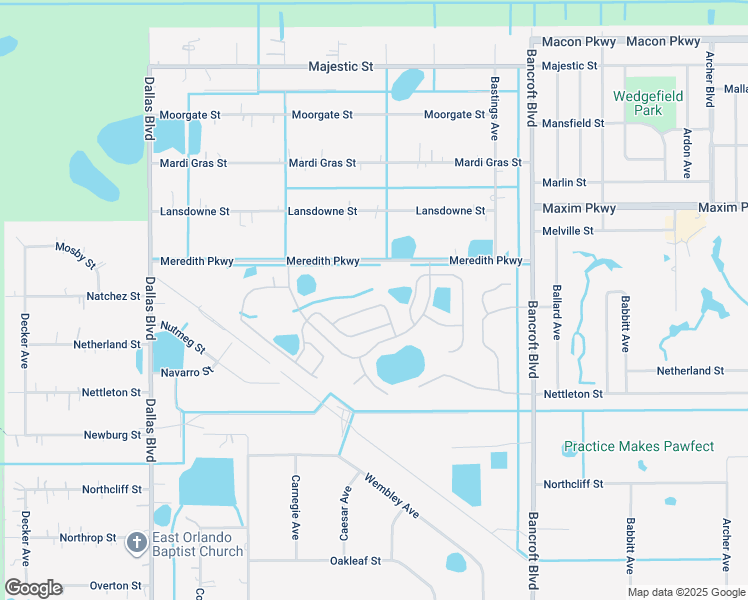 map of restaurants, bars, coffee shops, grocery stores, and more near 2757 Village Pine Terrace in Orlando