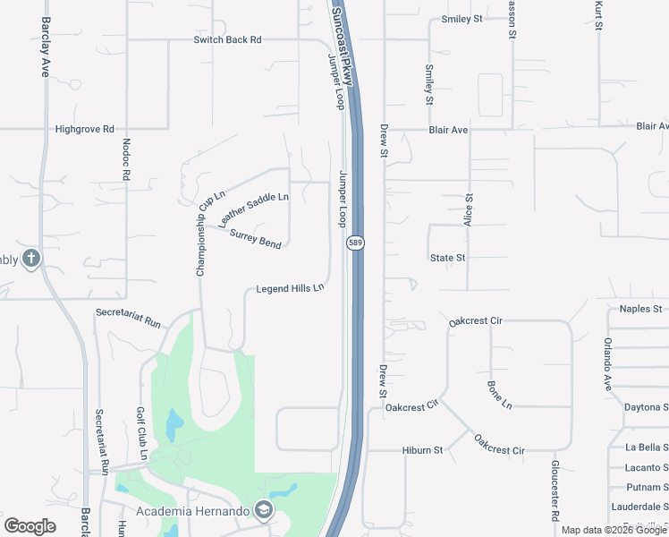 map of restaurants, bars, coffee shops, grocery stores, and more near 5418 Legend Hills Lane in Brooksville