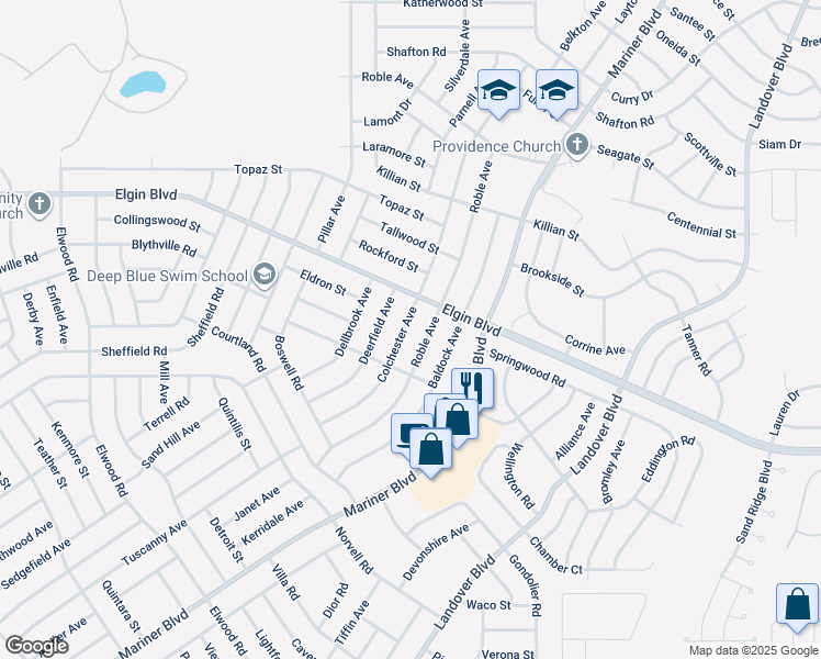 map of restaurants, bars, coffee shops, grocery stores, and more near 5266 Colchester Avenue in Spring Hill