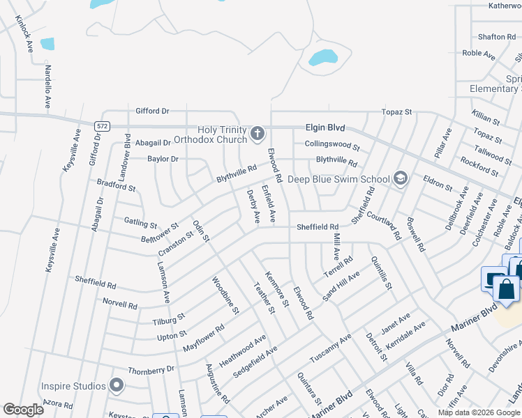 map of restaurants, bars, coffee shops, grocery stores, and more near 5219 Derby Avenue in Spring Hill