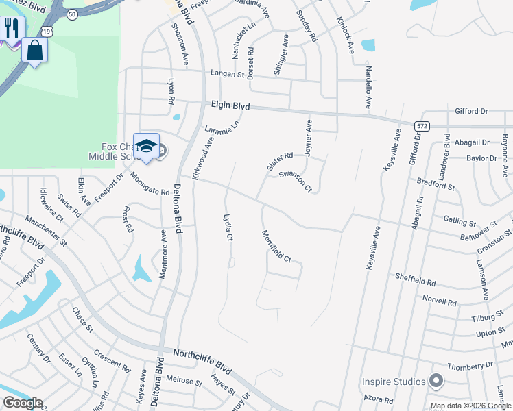map of restaurants, bars, coffee shops, grocery stores, and more near 5281 Merrifield Court in Spring Hill