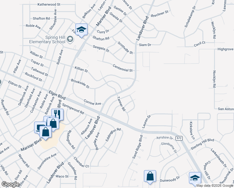 map of restaurants, bars, coffee shops, grocery stores, and more near 5226 Tanner Road in Spring Hill