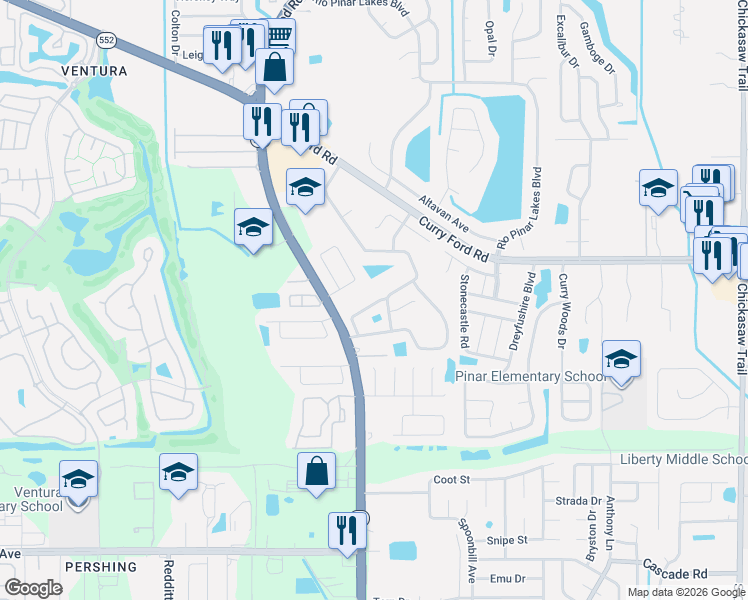 map of restaurants, bars, coffee shops, grocery stores, and more near 7447 Marseille Circle in Orlando