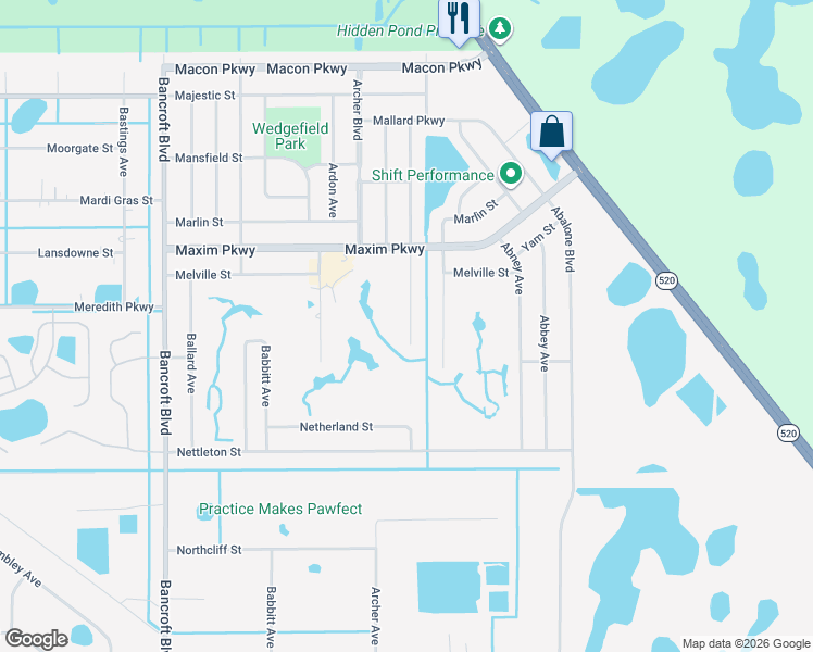 map of restaurants, bars, coffee shops, grocery stores, and more near 2604 Albion Avenue in Orlando