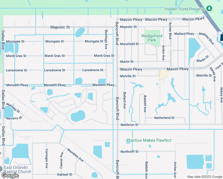 map of restaurants, bars, coffee shops, grocery stores, and more near 2600 Pine Glen Court in Orlando