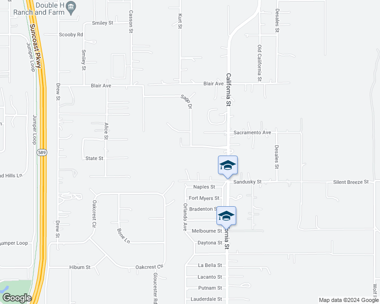 map of restaurants, bars, coffee shops, grocery stores, and more near 15998 Dracena Drive in Brooksville