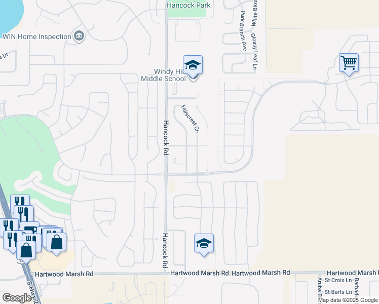 map of restaurants, bars, coffee shops, grocery stores, and more near 3699 Fallscrest Circle in Clermont