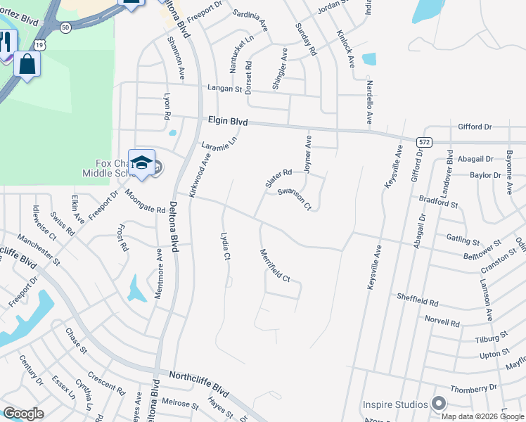 map of restaurants, bars, coffee shops, grocery stores, and more near 5286 Slater Road in Spring Hill