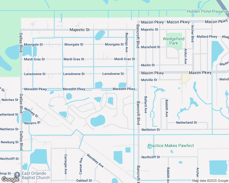 map of restaurants, bars, coffee shops, grocery stores, and more near 2725 Lyndscape Street in Orlando
