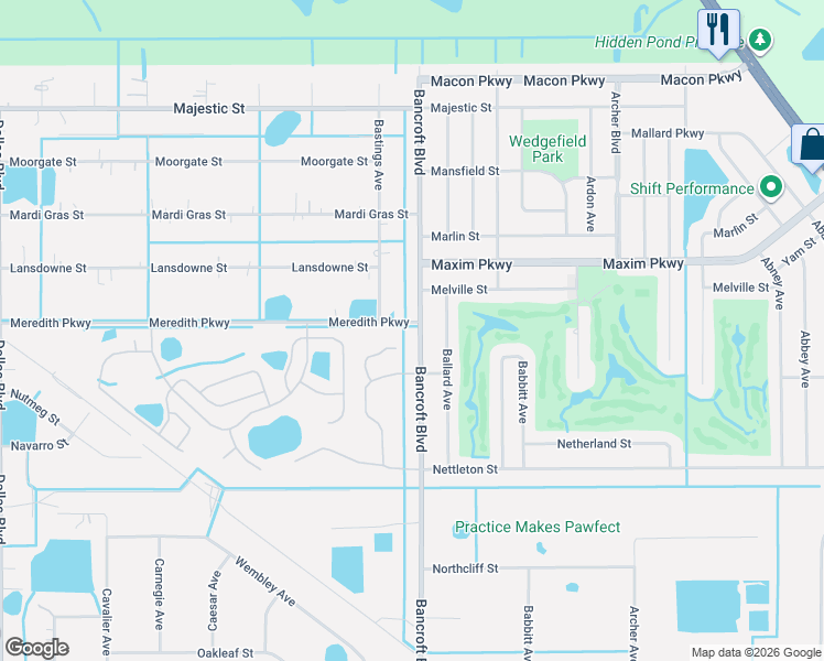 map of restaurants, bars, coffee shops, grocery stores, and more near 2600 Pine Glen Court in Orlando