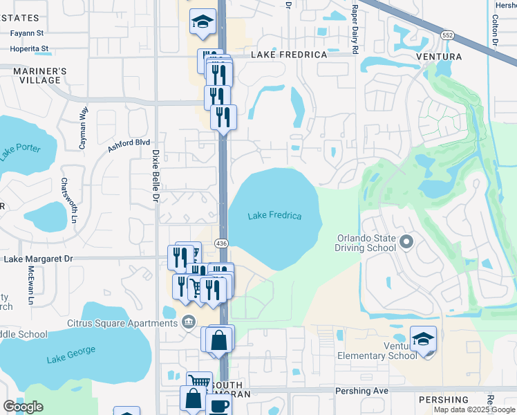 map of restaurants, bars, coffee shops, grocery stores, and more near in Orange County