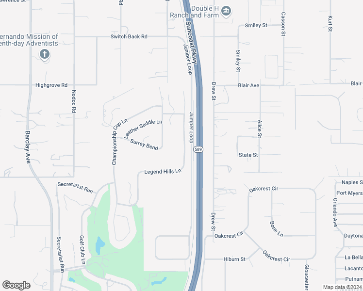 map of restaurants, bars, coffee shops, grocery stores, and more near 5477 Legend Hills Lane in Brooksville