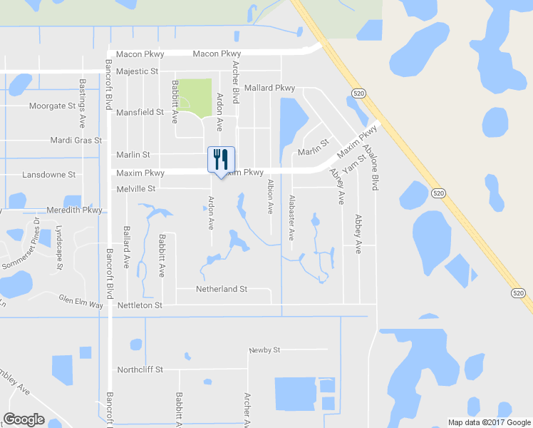 map of restaurants, bars, coffee shops, grocery stores, and more near 2604 Albion Avenue in Orlando