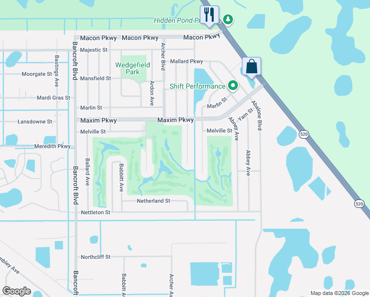 map of restaurants, bars, coffee shops, grocery stores, and more near 2604 Albion Avenue in Orlando