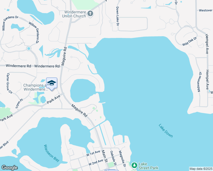 map of restaurants, bars, coffee shops, grocery stores, and more near 10821 Bayshore Drive in Windermere