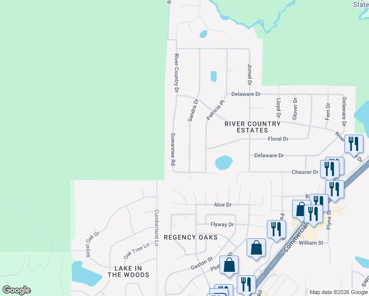 map of restaurants, bars, coffee shops, grocery stores, and more near 5241 Sandra Drive in Spring Hill
