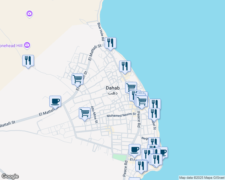 map of restaurants, bars, coffee shops, grocery stores, and more near العسله in Dahab