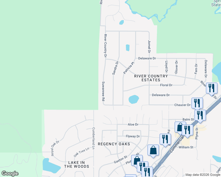map of restaurants, bars, coffee shops, grocery stores, and more near 5241 Sandra Drive in Spring Hill