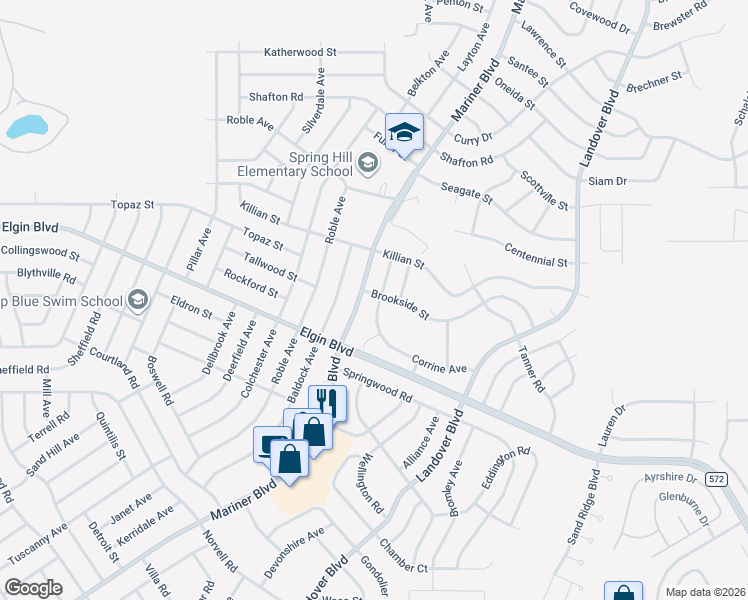map of restaurants, bars, coffee shops, grocery stores, and more near 12374 Corrine Avenue in Spring Hill