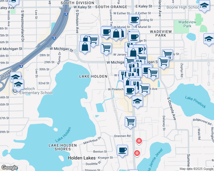 map of restaurants, bars, coffee shops, grocery stores, and more near 2880 Illiana Ct in Orlando