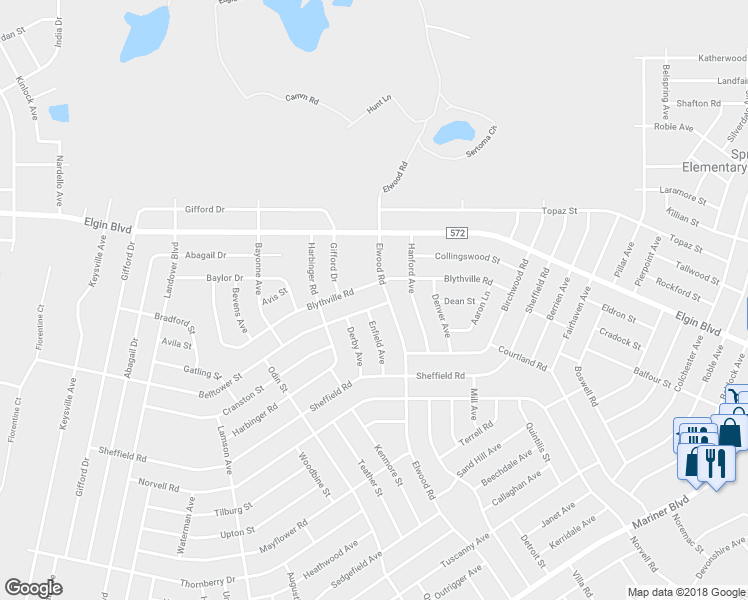 map of restaurants, bars, coffee shops, grocery stores, and more near 11235 Belltower Street in Spring Hill