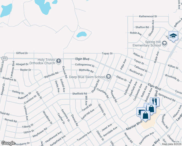 map of restaurants, bars, coffee shops, grocery stores, and more near 5364 Aaron Lane in Spring Hill