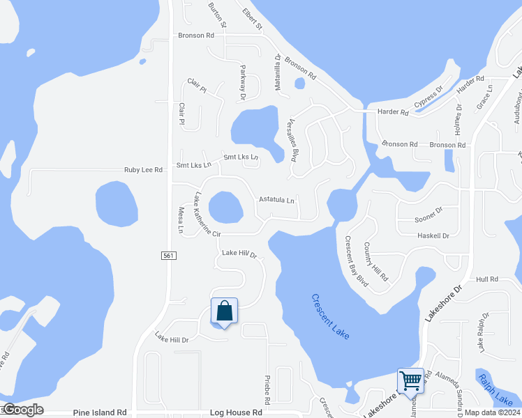 map of restaurants, bars, coffee shops, grocery stores, and more near 11611 Lake Katherine Circle in Clermont
