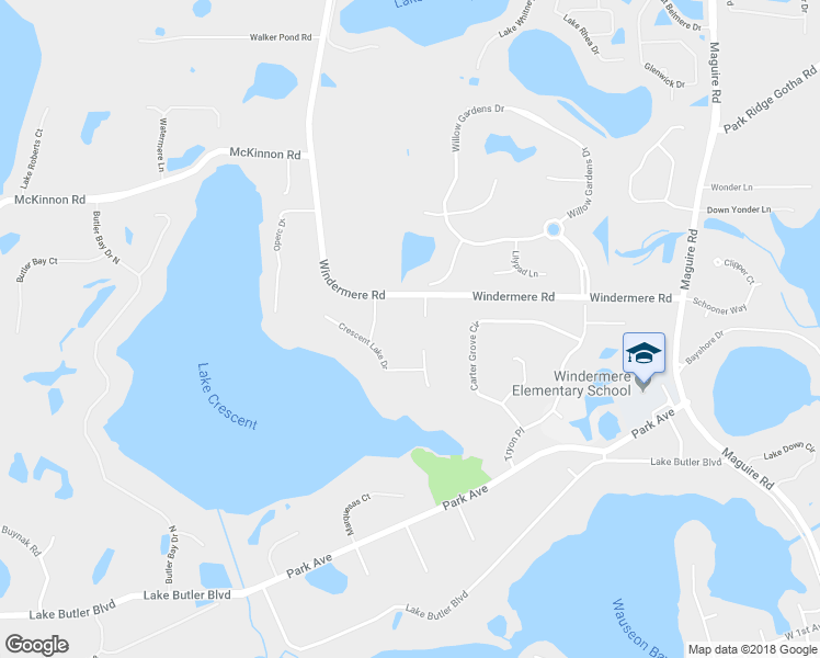 map of restaurants, bars, coffee shops, grocery stores, and more near 2516 Crescent Pointe Court in Windermere