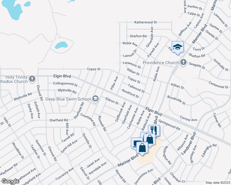map of restaurants, bars, coffee shops, grocery stores, and more near 5331 Pierpoint Avenue in Spring Hill