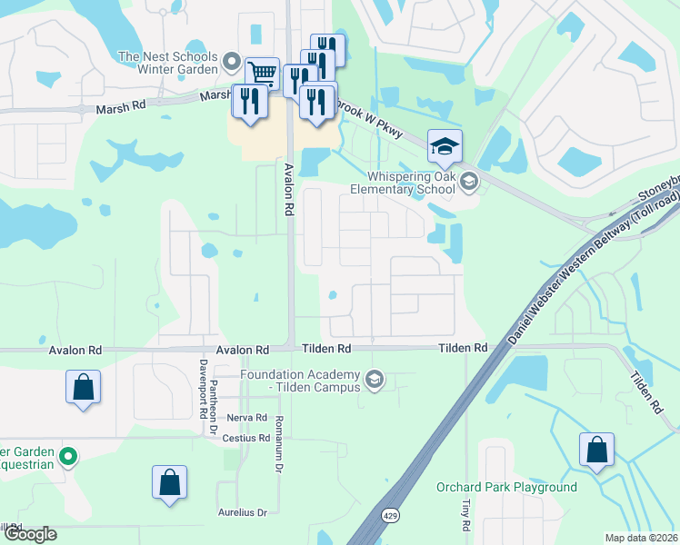 map of restaurants, bars, coffee shops, grocery stores, and more near 1902 Sherbourne Street in Winter Garden