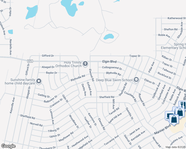 map of restaurants, bars, coffee shops, grocery stores, and more near 11248 Blythville Road in Spring Hill