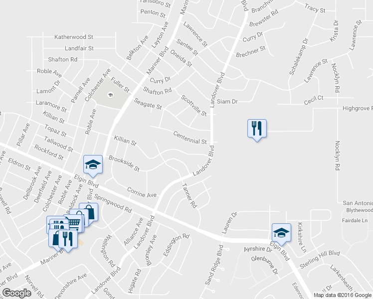 map of restaurants, bars, coffee shops, grocery stores, and more near 12537 Killian Street in Spring Hill