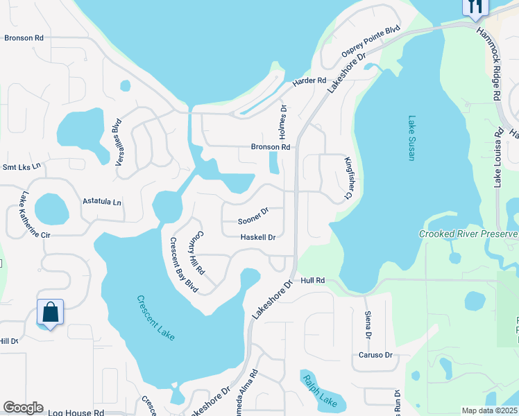 map of restaurants, bars, coffee shops, grocery stores, and more near 11406 Sooner Drive in Clermont