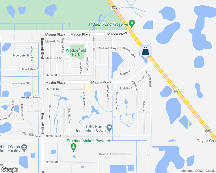 map of restaurants, bars, coffee shops, grocery stores, and more near 2513 Albion Avenue in Orlando