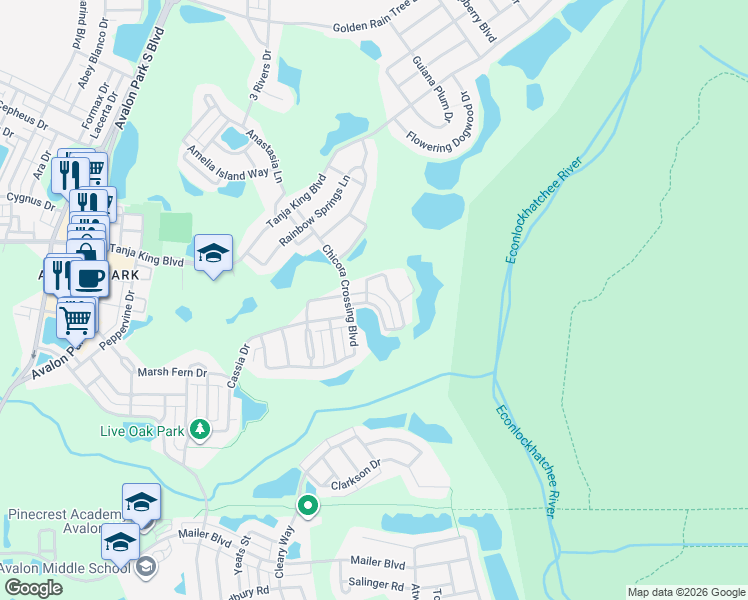 map of restaurants, bars, coffee shops, grocery stores, and more near 3311 Morelyn Crest Circle in Orlando