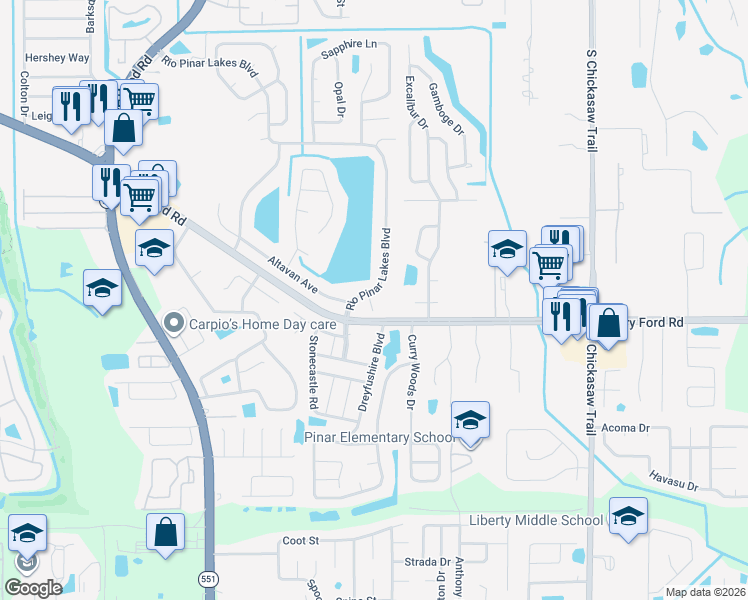 map of restaurants, bars, coffee shops, grocery stores, and more near 2761 Rio Pinar Lakes Boulevard in Orlando