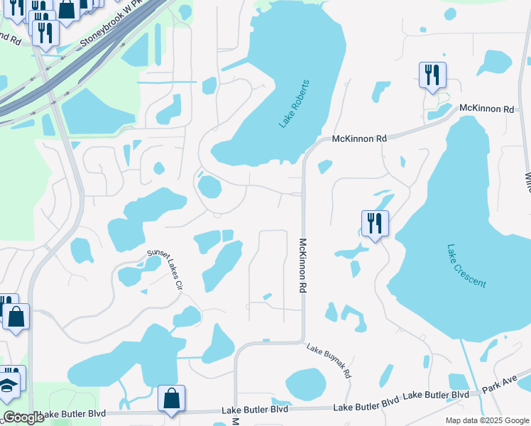 map of restaurants, bars, coffee shops, grocery stores, and more near 2333 Ridgewind Way in Windermere