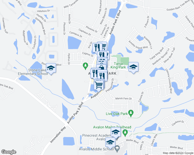map of restaurants, bars, coffee shops, grocery stores, and more near 12948 Brandon Coates Drive in Orlando