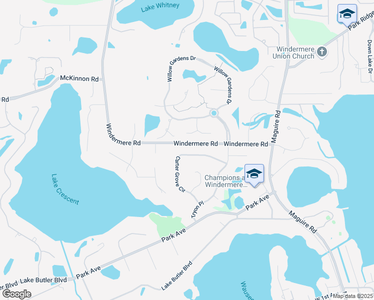 map of restaurants, bars, coffee shops, grocery stores, and more near 2563 Carter Grove Circle in Windermere