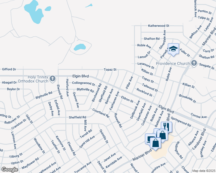 map of restaurants, bars, coffee shops, grocery stores, and more near 11560 Sheffield Road in Spring Hill