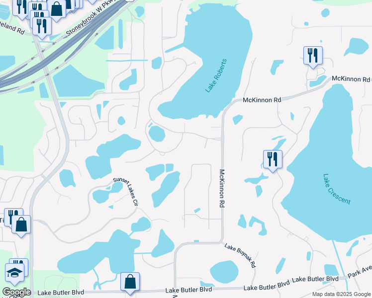map of restaurants, bars, coffee shops, grocery stores, and more near 2333 Ridgewind Way in Windermere