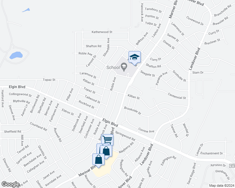 map of restaurants, bars, coffee shops, grocery stores, and more near 5441 Baldock Avenue in Spring Hill