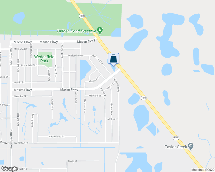map of restaurants, bars, coffee shops, grocery stores, and more near 20828 Maxim Parkway in Orlando