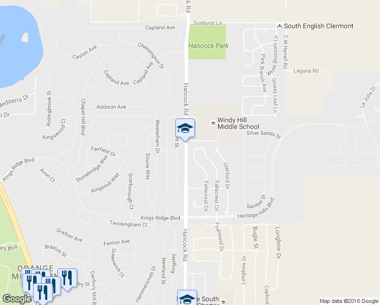 map of restaurants, bars, coffee shops, grocery stores, and more near 3748 Fallscrest Circle in Clermont