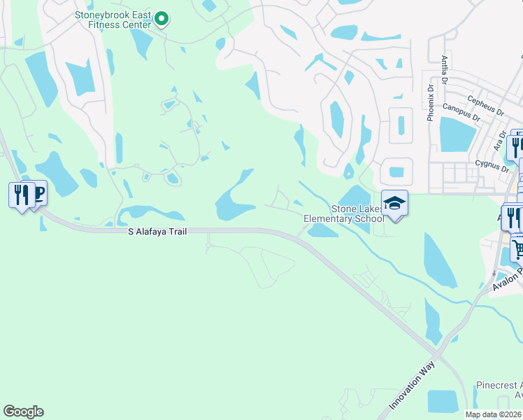 map of restaurants, bars, coffee shops, grocery stores, and more near 14412 Broadhaven Boulevard in Orlando