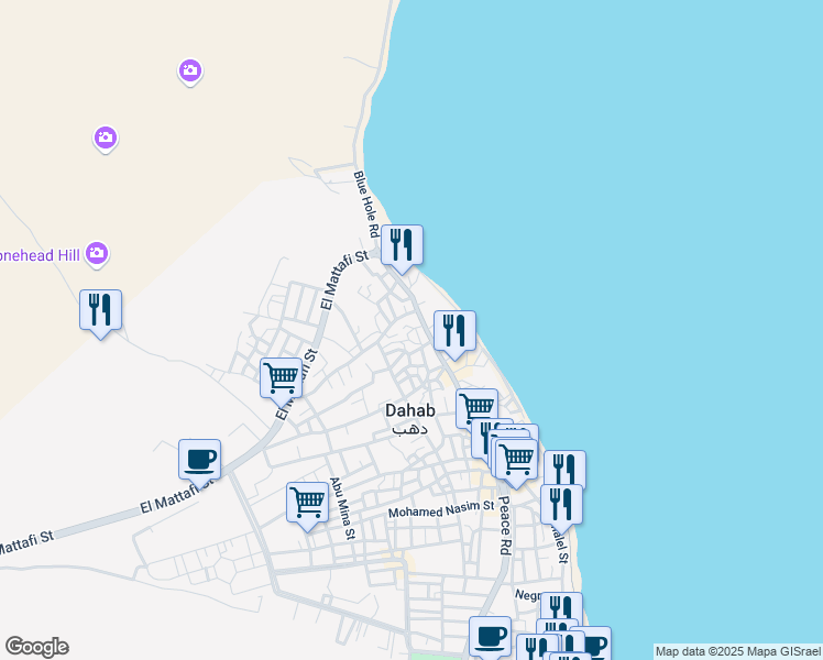 map of restaurants, bars, coffee shops, grocery stores, and more near العسله in Dahab