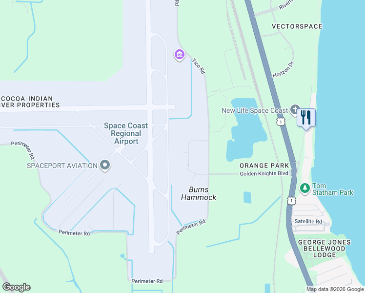 map of restaurants, bars, coffee shops, grocery stores, and more near 11 Bristow Way in Titusville
