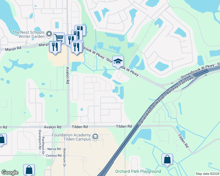map of restaurants, bars, coffee shops, grocery stores, and more near 1419 Sherbourne Street in Winter Garden