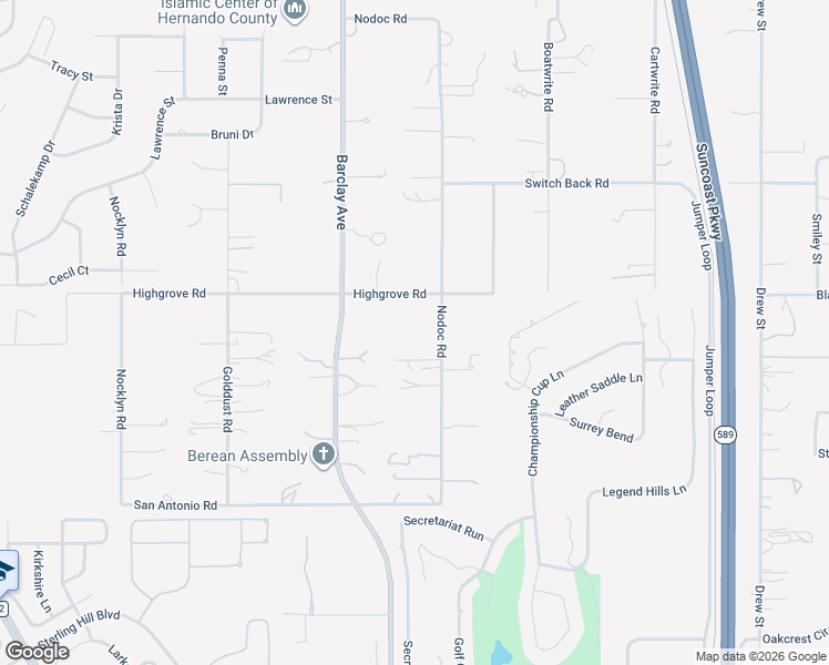 map of restaurants, bars, coffee shops, grocery stores, and more near 5411 Nodoc Road in Brooksville