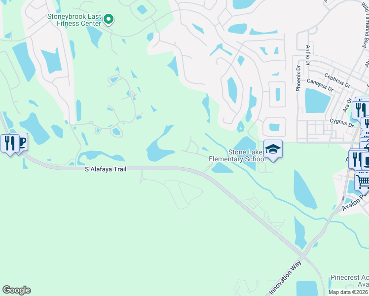 map of restaurants, bars, coffee shops, grocery stores, and more near 14412 Broadhaven Boulevard in Orlando